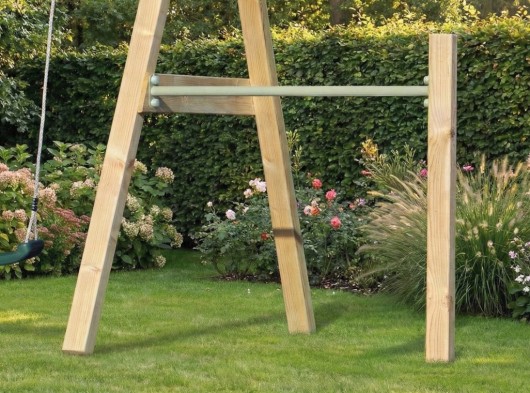 Aanbouw duikelrek Pastelgroen duikelstang 125cm 1 geïmpregneerd vurenhouten paal 200cm