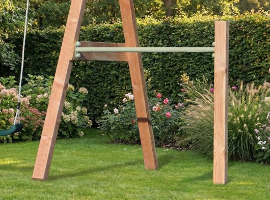 Aanbouw duikelrek Pastelgroen duikelstang 125cm 1 douglas houten paal 200cm