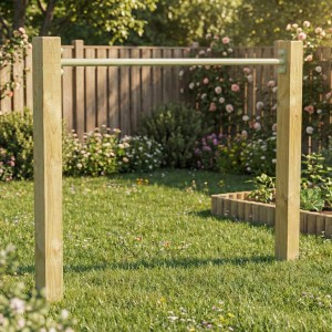 Duikelrek Enkel Pastelgroen duikelstang 125cm 2 geïmpregneerd houten palen 200cm