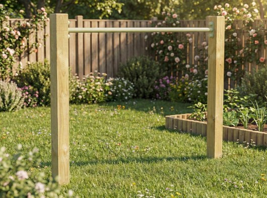 Duikelrek Enkel Pastelgroen duikelstang 125cm 2 geïmpregneerd houten palen 200cm