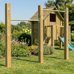 Dubbel duikelrek Pastelgroen 2 duikelstangen 90cm 3 geïmpregneerd houten palen 240cm