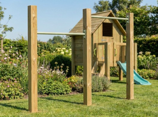 Dubbel duikelrek Pastelgroen 2 duikelstangen 90cm 3 geïmpregneerd houten palen 240cm