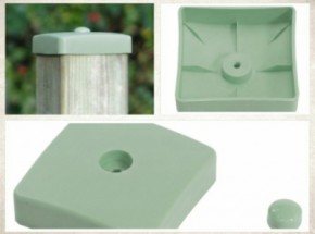 Afdekkap pastelgroen voor duikelrek paal kunststof paalkap 9x9cm