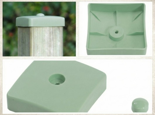 Afdekkap pastelgroen voor duikelrek paal kunststof paalkap 9x9cm