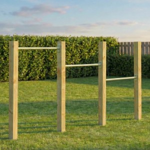 Duikelrek triple Pastelgroen duikelstangen 90cm 4 geïmpregneerd houten palen 200cm