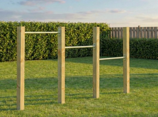 Duikelrek triple Pastelgroen duikelstangen 90cm 4 geïmpregneerd houten palen 200cm