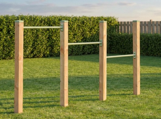 Duikelrek triple Pastelgroen duikelstangen 90cm 4 douglas houten palen 200cm