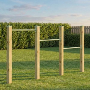 Duikelrek triple Pastelgroen duikelstangen 90cm 4 geïmpregneerd houten palen 200cm + afdekkapjes