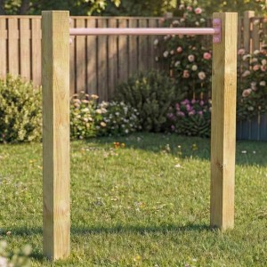 Duikelrek Enkel Pastelroze duikelstang 90cm 2 geïmpregneerd houten palen 200cm