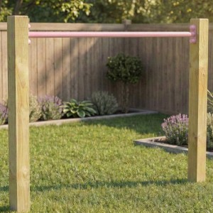 Duikelrek Enkel Pastelroze duikelstang 125cm 2 geïmpregneerd houten palen 200cm