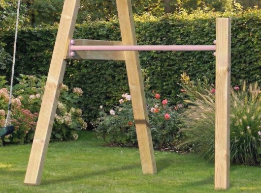 Aanbouw duikelrek Pastelroze duikelstang 125cm 1 geïmpregneerd vurenhouten paal 200cm