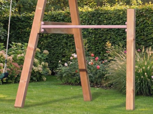 Aanbouw duikelrek Pastelroze duikelstang 125cm 1 douglas houten paal 200cm