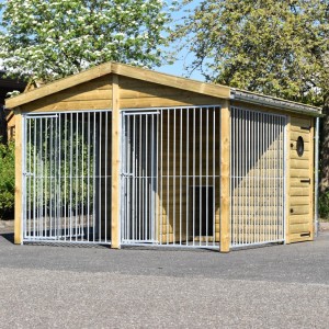 Hondenkennel Maxima 2 COMPART met 2 geïsoleerde nachthokken