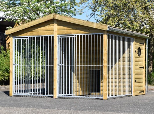 Hondenkennel Maxima 2 COMPART met 2 geïsoleerde nachthokken