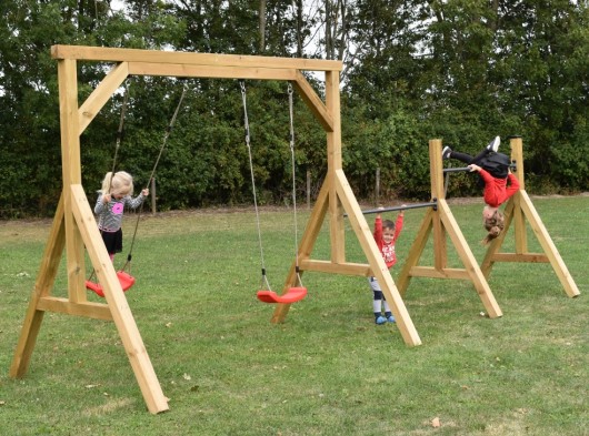 Schommel Smart Dubbel met dubbel duikelrek, geïmpregneerd vurenhout, afm. 518x168x232cm