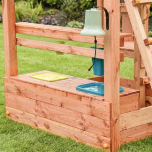 Speeltoestel Prairie + glijbanen, speelbrug & keuken Blue Rabbit · Douglashout op maat gezaagd hout