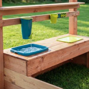 Speeltoestel Prairie + glijbanen, speelbrug & keuken Blue Rabbit · Douglashout op maat gezaagd hout