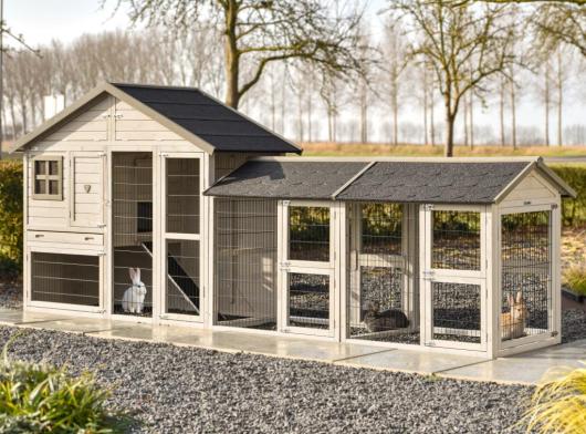 Konijnenhok Holiday Medium met 2 rennen 375x88x151cm