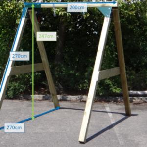 Afmetingen van houten Schommel Succes Enkel voor een kleine tuin