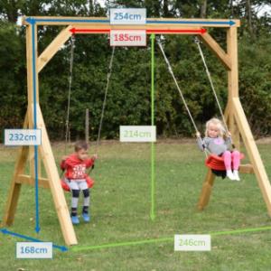 De afmetingen van houten schommel Smart Dubbel