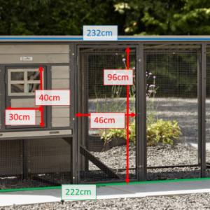 Verschillende afmetingen van het kippenhok Judy