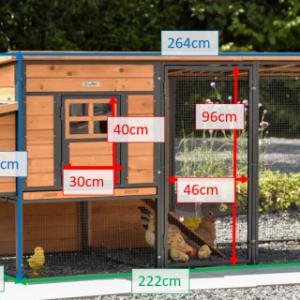 Verschillende afmetingen van het kippenhok Judy