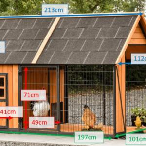 Verschillende afmetingen van het kippenhok Danielle