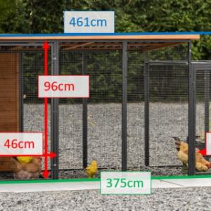 Verschillende afmetingen van het kippenhok Judy met ren