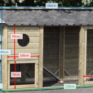 Afmetingen van het luxe kippenhok Supreme