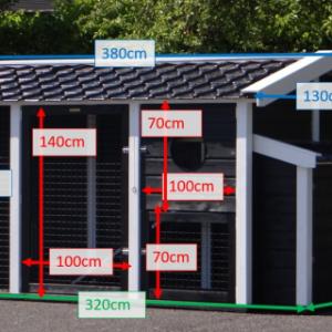Verschillende afmetingen van het dubbele kippenhok Supreme