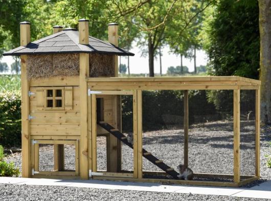 Konijnenhok hooiberg Rosa met aanbouwren 272x114x182cm