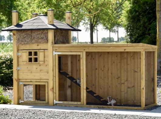 Konijnenhok hooiberg Rosa met aanbouwren 272x114x182cm