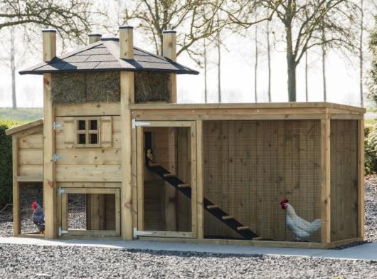 Kippenhok hooiberg Rosa met legnest en aanbouwren 299x114x180cm