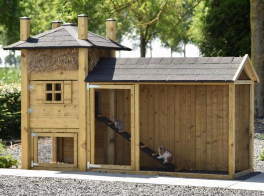 Konijnenhok hooiberg Rosa met aanbouwren 272x114x182cm