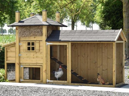 Kippenhok hooiberg Rosa met legnest en overdekte ren 303x114x182cm