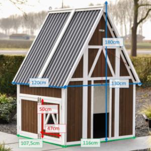 Verschillende afmetingen van het kippenhok Pip