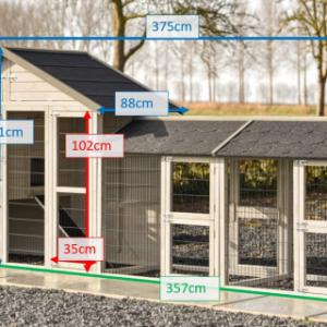 Verschillende afmetingen van het konijnenhok Holiday Medium met 2 rennen