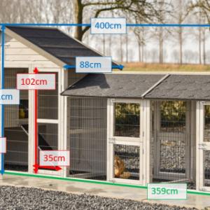 Verschillende afmetingen van het kippenhok Holiday Medium met 2 rennen en legnest