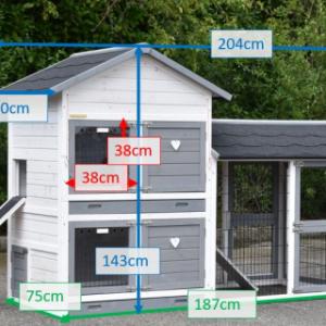 Verschillende afmetingen van het kippenhok Double Medium