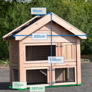 Verschillende afmetingen van het konijnenhok Sjoerd