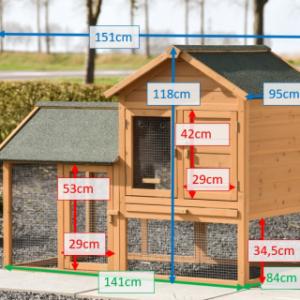 Verschillende afmetingen van het konijnenhok Action