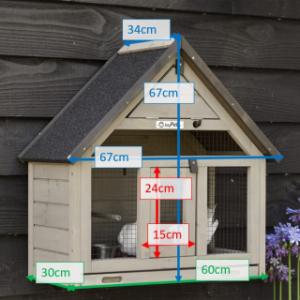 Verschillende afmetingen van de wandvolière Matty