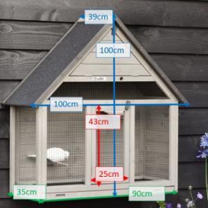 Verschillende afmetingen van de volière Matty Large