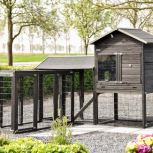 De aanbouwren Functional is op verschillende manieren te koppelen aan het kippenhok Prestige Large en de aanbouwren Space Large