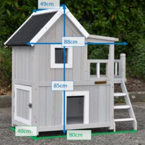 Verschillende afmetingen van het kattenhuis Cathy