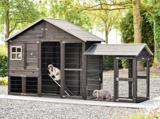 Konijnenhok Holiday Large met extra uitloopren 366x93x195cm