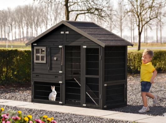 Konijnenhok Holiday Medium Black Anti Knaag 182x88x151cm
