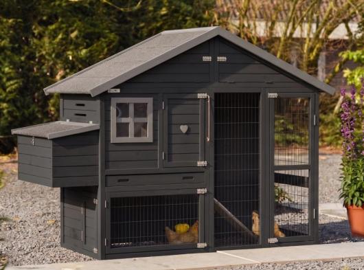 Kippenhok Holiday Medium Black met legnest 209x88x151cm