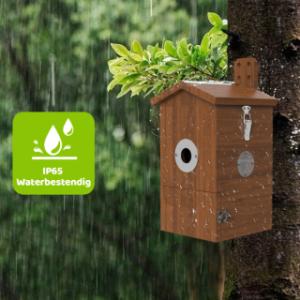 Het vogelnestkastje is waterbestendig