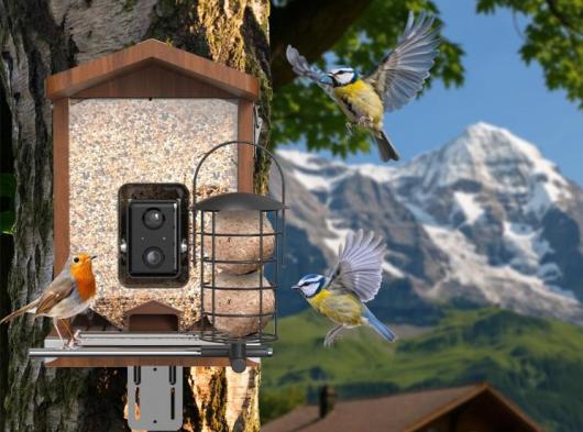 Vogelvoederhuisje met camera en zonnepaneel Sanilu